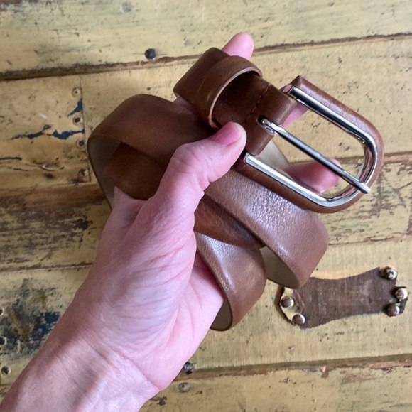 VIA SPIGA LEATHER BELT BROWN NEUTRAL ITALY LEATHER BELT WMNS SIZE S M - Picture 3 of 12